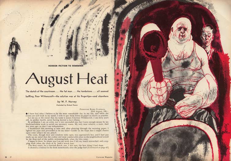 Dos páginas de una publicación de "El calor de agosto" en 1961.