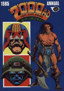 Portada del especial anual de 1985 de 2000AD, que incluye una historia temprana de Moore