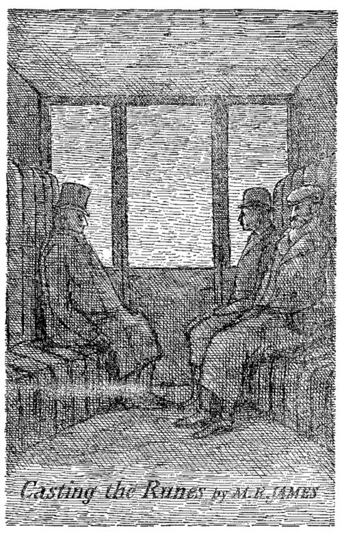 Ilustración de Edward Gorey para el cuento Casting the Runes de M. R. James; Gorey lo seleccionó para su antología The Hunted Looking Glass