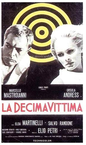 Cartel de La décima víctima, con Marcello Mastroianni y Ursula Andress