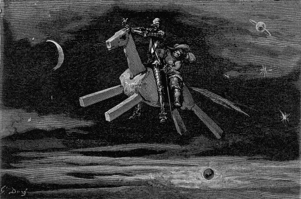 Don Quijote, Sancho y Clavileño, según Gustave Doré